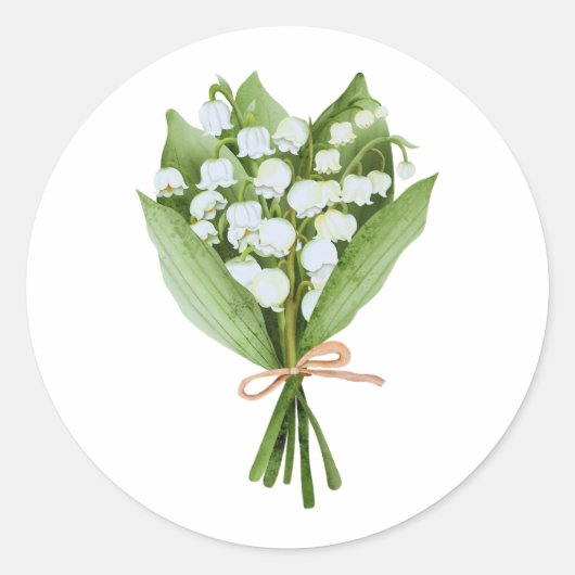 Sticker Rond Lys de la Vallée Bouquet Floral (Devant)