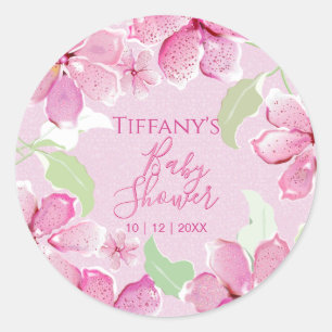 Sticker Rond Lys de tigres Clematis rose BABY SHOWER