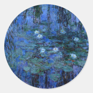 Sticker Rond Lys d'eau bleu Claude Monet