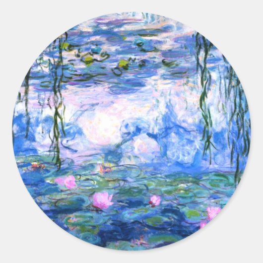 Sticker Rond Lys d'eau rose Monet (Devant)