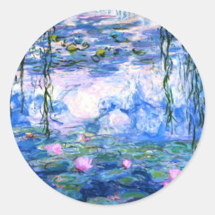 Sticker Rond Lys d'eau rose Monet