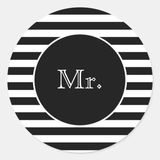 Sticker Rond M. avec des rayures noires et blanches (Devant)