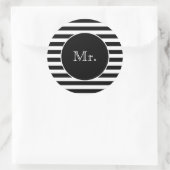 Sticker Rond M. avec des rayures noires et blanches (Sac)