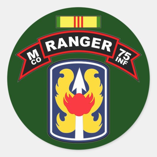 Sticker Rond M Co, 75e régiment d'infanterie - Rangers, Vietnam (Devant)