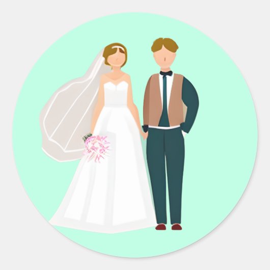 Sticker Rond M. et Mme Bride et Groom Turquoise (Devant)