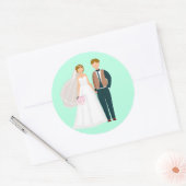 Sticker Rond M. et Mme Bride et Groom Turquoise (Enveloppe)