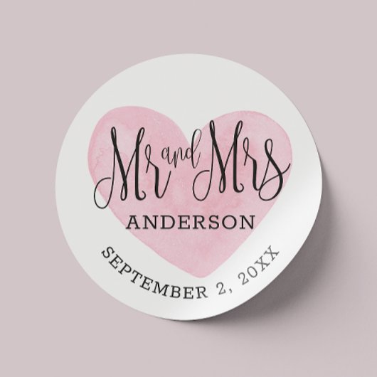 Sticker Rond M. et Mme Pink mariage ou valentines jour