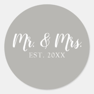 Sticker Rond M. et Mme Script Mariage établi