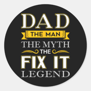 Sticker Rond M. Fix It Papa Cadeaux Fête des pères Handy Man