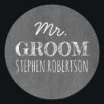 Sticker Rond M. Groom Chalkboard<br><div class="desc">Autocollants personnels de M. Groom</div>