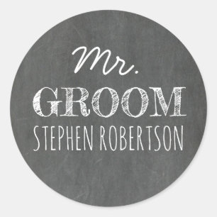 Sticker Rond M. Groom Chalkboard