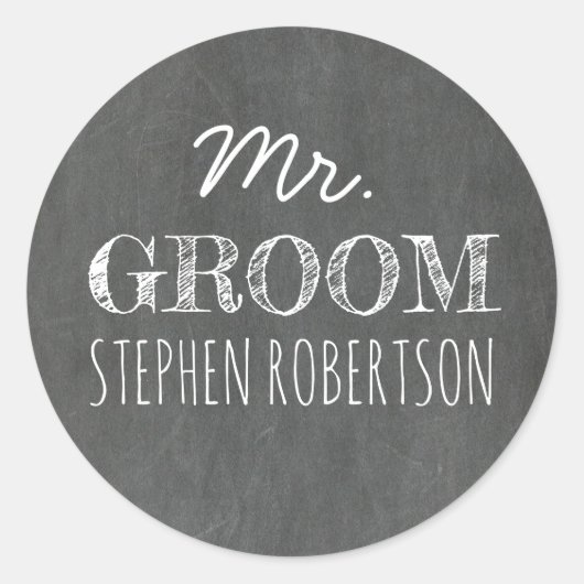Sticker Rond M. Groom Chalkboard (Devant)