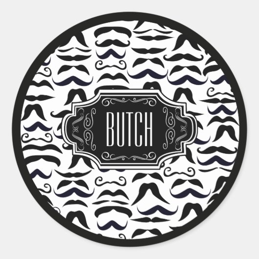 Sticker Rond M. Hipster Mustache Vintage Retro (Devant)