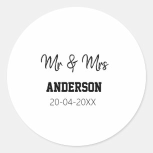 Sticker Rond M. & Mme ajouter nom de famille date année mariage