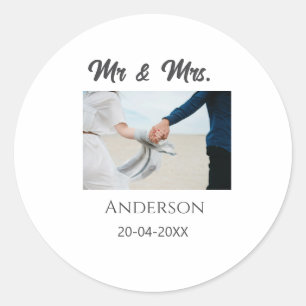 Sticker Rond M. & Mme ajouter nom de famille date année mariage