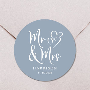 Sticker Rond M. Mme Dusty Dusty Mariage bleue