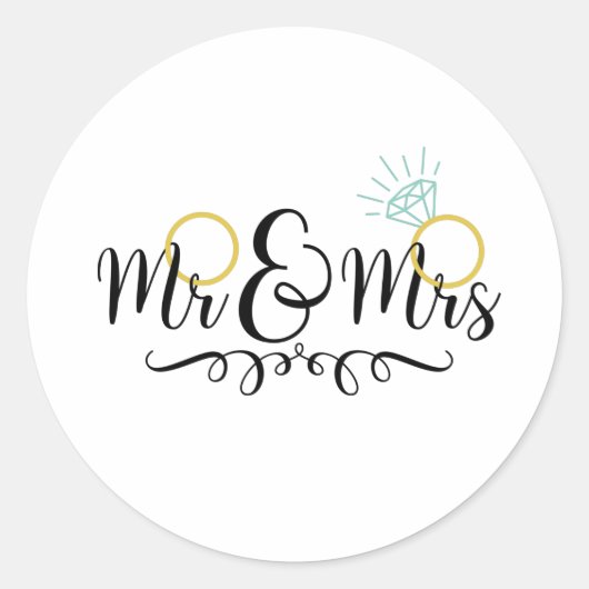 Sticker Rond M. & Mme Mariage Rings (Devant)