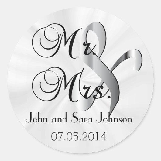 Sticker Rond M. & Mme White Mariage | Personnaliser (Devant)