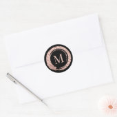 Sticker Rond M Monogramme Rose cadre de broussailles douce nupt (Enveloppe)