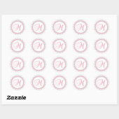 Sticker Rond M Monogramme (rose/cercle de points d'argent) (Feuille)