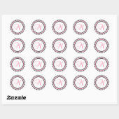 Sticker Rond M Monogramme (rose clair/cercle noir) (Feuille)