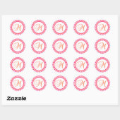 Sticker Rond M Monogramme (rose/orange cercle de points) (Feuille)