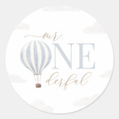 Sticker Rond M. Onederful Hot Air Balloon Anniversaire (Devant)