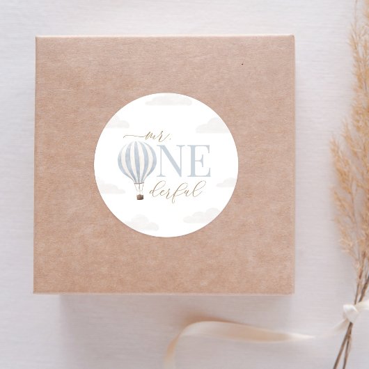 Sticker Rond M. Onederful Hot Air Balloon Anniversaire