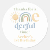 Sticker Rond M. Onederful Rainbow Boys 1er anniversaire Merci (Devant)