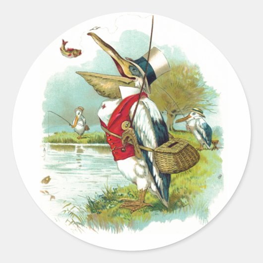 STICKER ROND M. PELICAN FISHING (Devant)