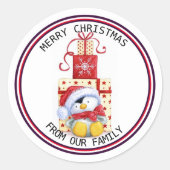 Sticker Rond M. PENGUIN Joyeux Noël, (Devant)