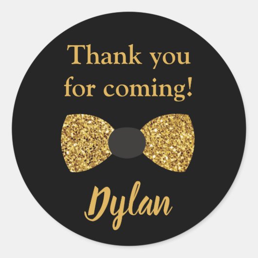 Sticker Rond M. Une cravate d'arc noir et or (Devant)