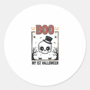 Sticker Rond Ma chemise de gravure vintage crâne de bébé Hallow