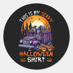 Sticker Rond Ma Chemise D'Halloween Scandale Funny Skeletons Su
