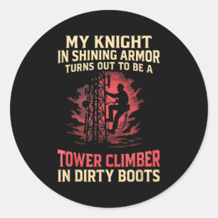 Sticker Rond Ma Chevalier Dans La Tour Drôle Climber Femme Épou