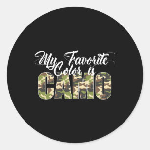 Sticker Rond Ma couleur préférée est Camo drôle camouflage chas
