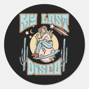 Sticker Rond Ma Dernière discothèque Allons-y Filles Mariées Ma