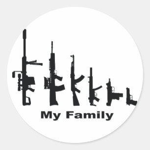 Sticker Rond Ma famille (J'aime les armes)