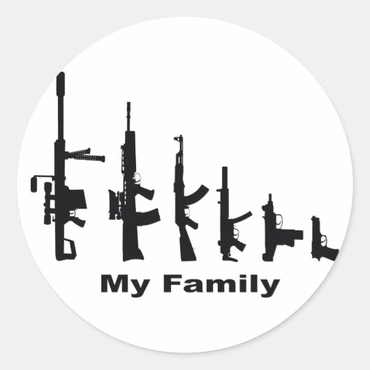 Sticker Rond Ma famille (J'aime les armes) (Devant)
