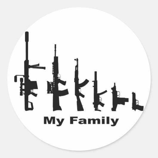 Sticker Rond Ma famille (J'aime les armes) (Devant)