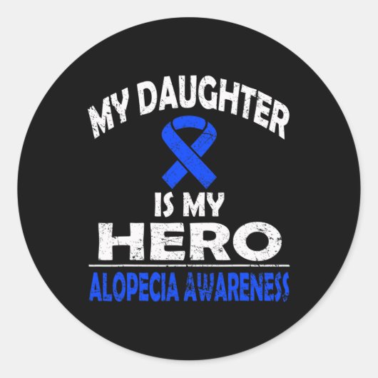 Sticker Rond Ma fille est mon héros Alopecia sensibilisation (Devant)