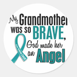 Sticker Rond Ma Grand-Mère Est Un Ange 1 Cancer Ovarien