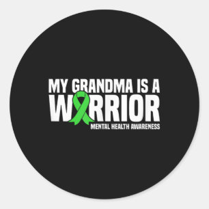 Sticker Rond Ma Grand-Mère Est Une Guerrière Green Ribbon Santé