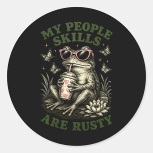 Sticker Rond Ma grenouille aux compétences sociales rouillées