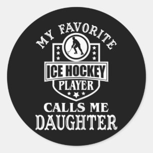 Sticker Rond Ma joueuse de hockey préférée m'appelle fille