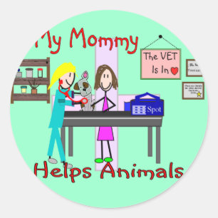 Sticker Rond Ma maman aide les animaux — Cadeaux pour enfants v
