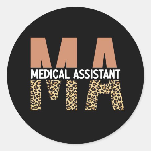 Sticker Rond MA Médicale Assistant Empreinte de léopard (Devant)
