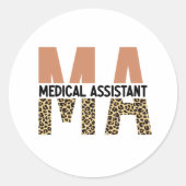 Sticker Rond MA Médicale Assistant Empreinte de léopard (Devant)