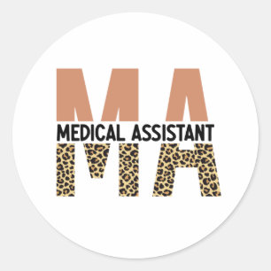 Sticker Rond MA Médicale Assistant Empreinte de léopard