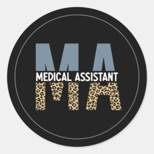 Sticker Rond MA Médicale Assistant Empreinte de léopard